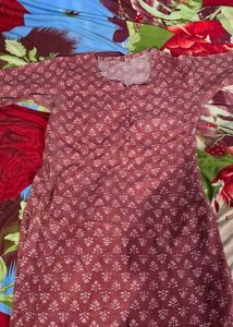 Maroon Floral Print Kurta Set