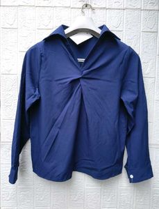 New with tag Korean Stylish Navy Twist Front Blous