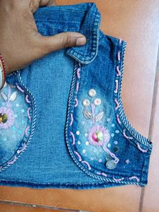 Embellished Denim Vest