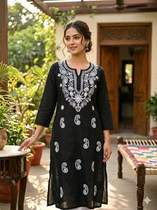 Black Embroidered Chikankari Kurta