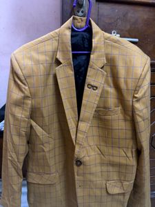 Men's Yellow Checkered Blazer