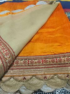 Stunning Orange Embroidered Saree