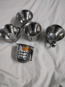 Set of 5 Stainless Steel Cups