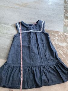 Charming Denim Dress with Lace Trim