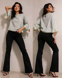 Stylish Bell Sleeve Blouse with Tassels