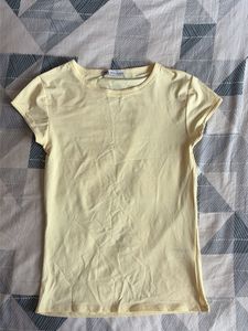 Zara Butter Yellow Polyamide Tshirt