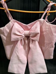Chic Pink Bow Crop Top