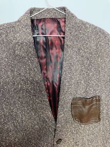 Vintage Tweed Blazer with Leather Pocket