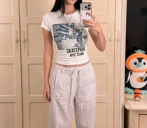 y2k fitted Graphic Print Cropped Tee