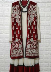 Regal Maroon Velvet Jacket Suit 3 Pieces Set