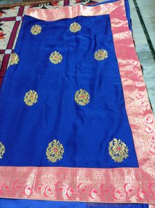 Royal Blue Banarasi Silk Saree with Golden Zari