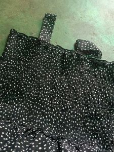 Black Polka Dot Ruched Dress