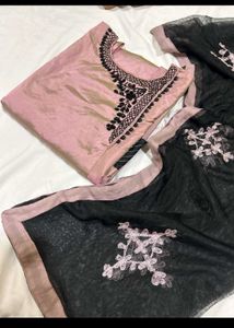 Elegant Pink & Black Kurta Set