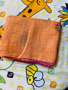Elegant Embroidered Orange Saree