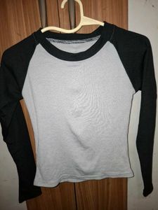 Grey & Black Long Sleeve Raglan Tee