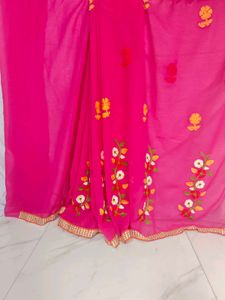 Beautiful Pink Embroidered Saree