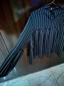 Striped High Neck Blouse