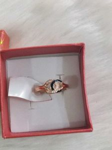 925 Sterling Stylish Rose Gold 'CC' Ring Wth Hallm