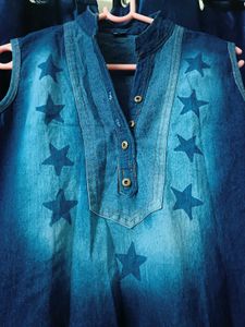 Denim Star Print Dress