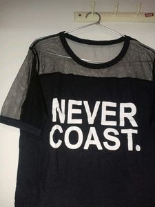Black Never Coast Print Top