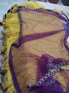 yellow and purple beautiful lehnga