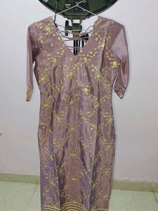 Silk Embroidered Kurti Set With Dupatta