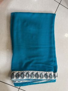 Teal Saree with Embellished Border