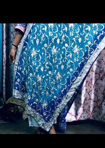 Embroidered Blue Dupatta