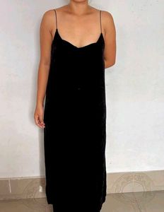 Elegant Black Velvet Slip Dress