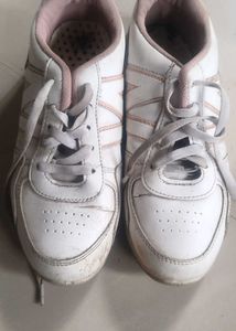 White Lace-Up Sneakers