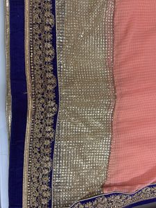 Peach &amp; Blue Saree with Blouse