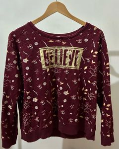 Maroon "Believe" Graphic Sweatshirt