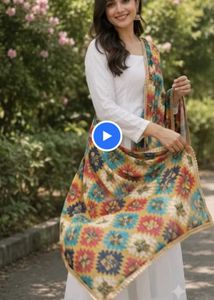 Vibrant Embroidered Sari with Golden Border