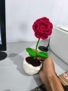 Crochet Rose Plant Decor