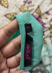 Sea Green Top with Ruffled Cuffs