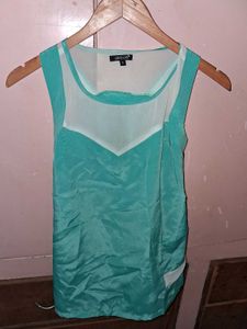 Chic Teal Sheer Panel Top