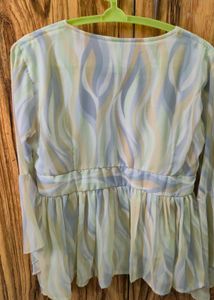 Flowy Peplum Blouse with Pearl Details