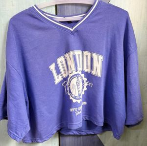 Purple London Graphic Cropped Sweatshirt
