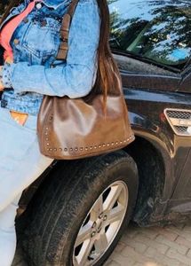 Brown Hobo/Tote/shoulder Bag with Studs