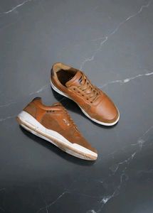 Premium Brown Leather Sneakers
