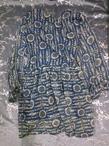 Embroidered Navy Blue Ethnic Kurta