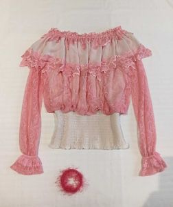 Pink Lace Off-Shoulder Top