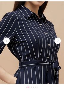 Navy blue Striped  Shirt Dress