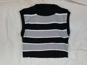 Striped Sleeveless Knit Top