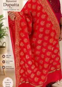 Red Banarasi Silk Dupatta