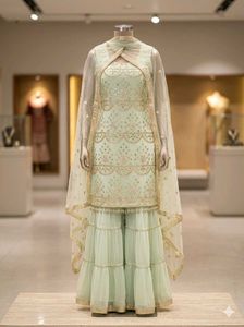 Embroidered padded sharara Set with dupatta