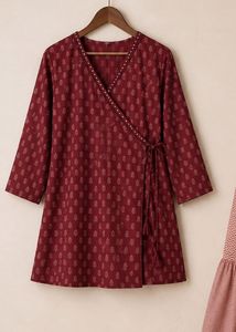 Maroon Printed Kurta with Skirt Set