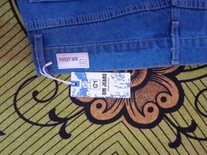 Blue Wide Leg Cargo Jeans