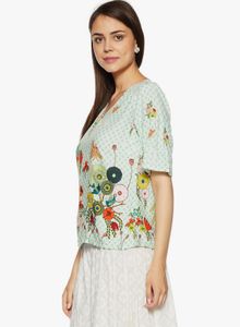 Light Green Floral Print Kurti