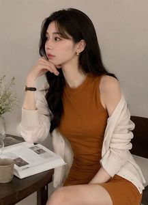 rust open back dress
